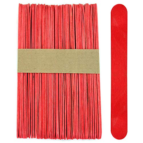 300 Sticks - Jumbo Wood Craft Popsicle Sticks 6 Inch -RED