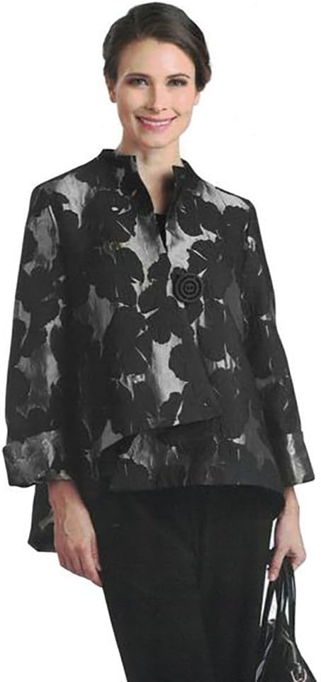 IC Collection Floral Brocade Asymmetric Jacket - 2093J