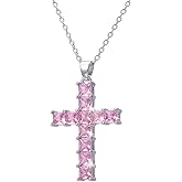 PLGBVAO Cross Necklace Silvery Cubic Zirconia Cross Pendant Necklace Gifts for Women/Men
