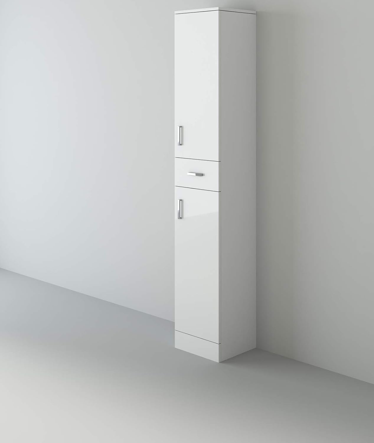 Veebath Linx Free Standing Tall Bathroom Cabinet White High Gloss Storage Tallboy Cupboard Furniture 350 X 300mm Amazon Co Uk Diy Tools