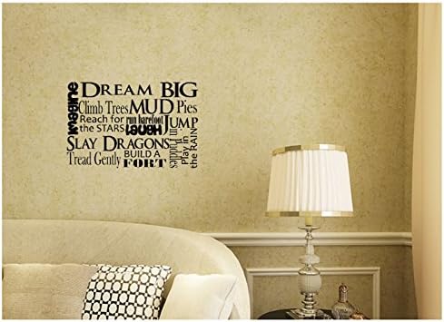 Boy Saying Collage Imagine Dream Climb Trees Mud Pies Barefoot Play Puddles Build Fort Sly Dragons Reach for Stars   Wall Decal Sticker Art Mural Home Decor Quote Scripture Bible Verse