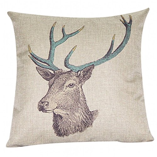 Decorbox Cotton Linen Decorative Throw Pillow Case Cushion Cover (Deer) 18 