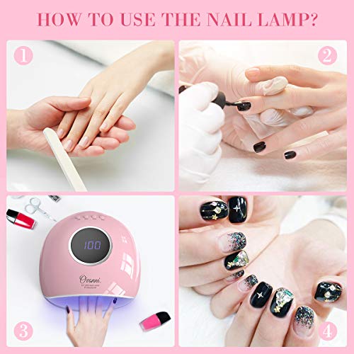 Ovonni 48W UV LED Nail Dryer, Curing Lamp with 10s/30s/60s/99s Timer, Automatic Sensor, LCD Display, Curing Gel Polish for Salon and Home