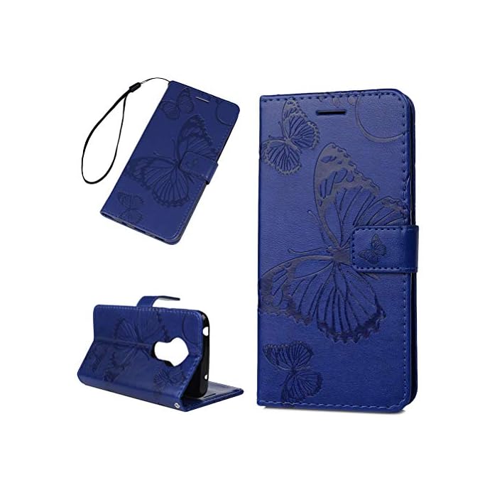 Moto G7 Play Case, Floral Butterfly Wallet Case PU Leather Magnetic Flip Cover Shock Resistant Flexible Soft TPU Slim…