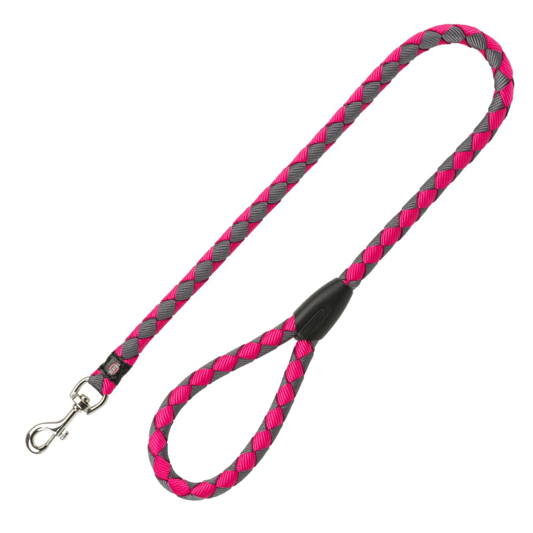 TRIXIE dog lead Cavo leash S–M, 39.37 inches, ø 0.47 inches in fuchsia/graphite - short lead for good control - for small to medium-sized dogs - 143411