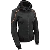 Milwaukee Leather MPL2764 Women's Black Soft Shell Armored Motorcycle Racing Style Jacket with Hoodie