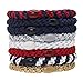 L. Erickson Grab & Go Ponytail Holders, Americana, Set of Eight - Exceptionally Secure with Gentle Hold