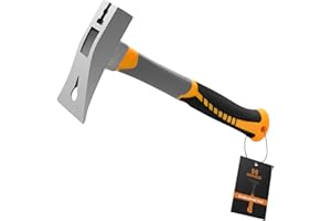 HYFICO 3-in-1 Pry Bar Hammer with Nail Puller - Unique Hammer Head 12.5" 18oz Pry Bar - Multi-Functional Tool with Cats Paw, Crowbar | Rubber Grip, Polished Beveled Claws - Forged Steel Design for Strength