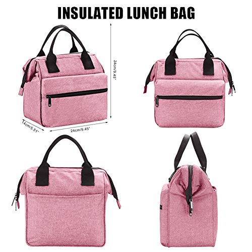 Srise Lunch Box Insulated Lunch Bag For Men & Women Meal Prep Lunch Tote Boxes (Red pink)