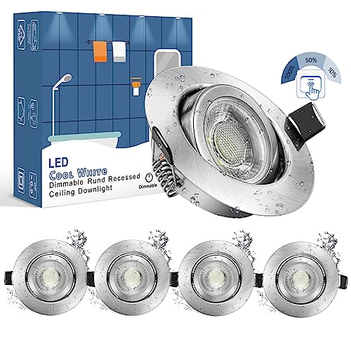 wowatt 5er 7W LED Einbaustrahler Bad 3 Stufig Dimmbar 700lm Hell Schwenkbar