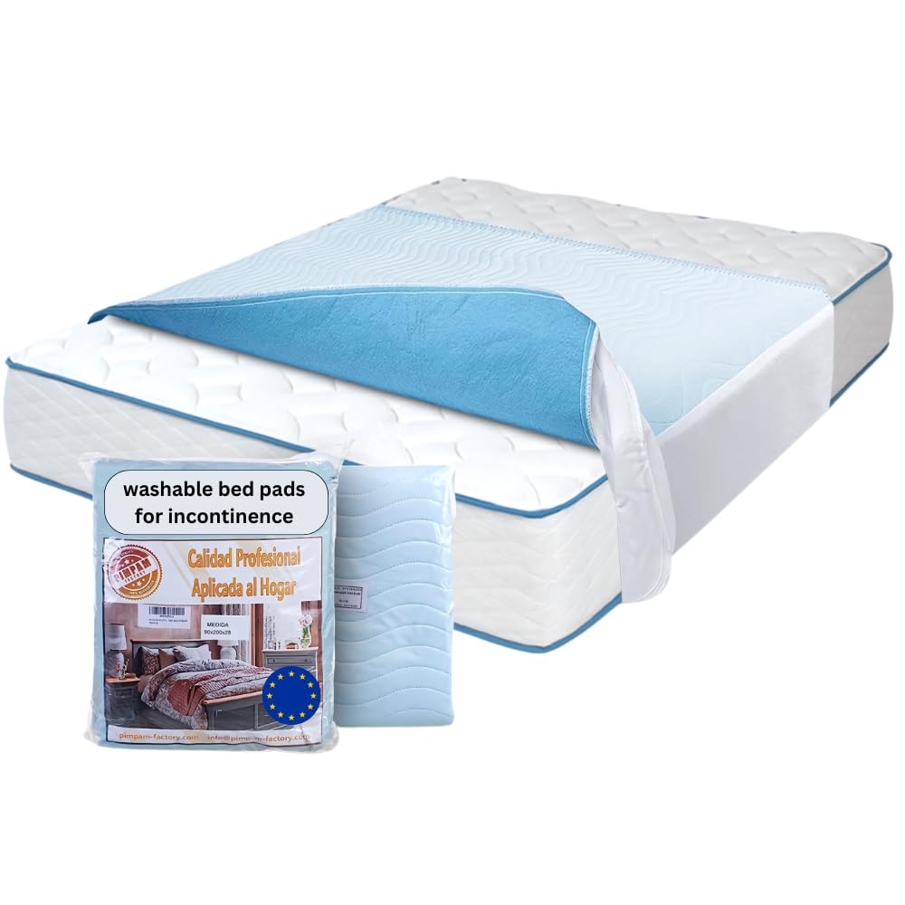 PimPam Factory - Reusable Waterproof Bed Pad with Tucks - Super Absorbent Incontinence Bed Pads Up to 3 Litres - Washable Bed Pads for Incontinence (With Wings, 90 x 85) — image 1