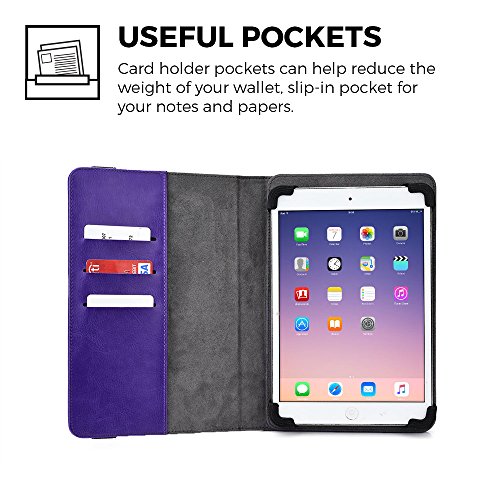 T-Mobile Springboard case, Cooper Diplomat Travel Carrying Portfolio Luxury Tablet Case Protective Cover PU Leather Folio with 360 Rotating Stand & Pockets for T-Mobile Springboard (Purple) - Thumbnail 3