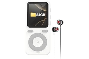 wiwoo 64GB MP3 Player with Bluetooth,Bluetooth Portable HiFi Lossless Sound MP3 Player with Speaker, Voice Recorder,Equalizer for Sports Running,Micro SD Card up to 128GB(Earbuds Included)