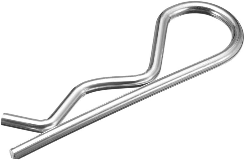 sourcing map Clip Pins 3.5mm Wire Carbon Steel 75mm Length Trailer R Shaped Spring Cotter Tractor Mower Fastener Hardware Silver Tone 50pcs