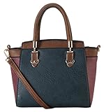 Diophy PU Leather Two Tone Mini Top Handle Tote Womens Purse Handbag Accented with Removable Strap SE-3397