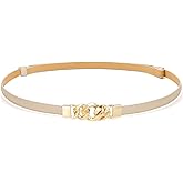 Buywis Women Skinny Belts PU Leather Thin Waist Belt Ladies Belt with Gold Buckle for Dresses