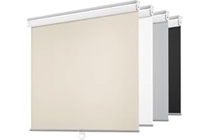 ChrisDowa Cordless Free-Stop 100% Blackout Blinds for Windows, Roller Windows Shades with Thermal Insulated, UV Protection Fabric for Living Room, Office and Home. Easy to Install.Beige,45" W X 72" H