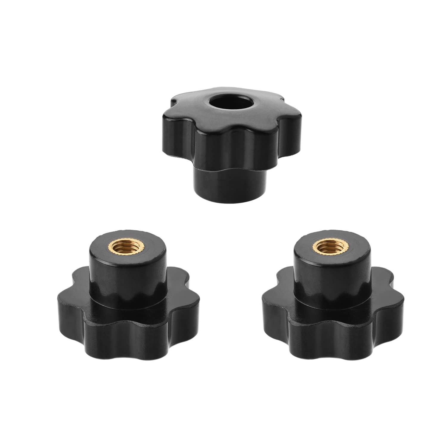 Othmro M8 Female Thread Star Clamping Knob 40mm Head Diameter Star Torx Clamping Knob Black 3pcs