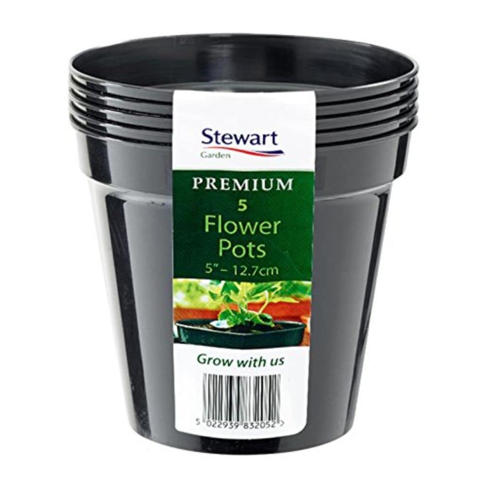 Stewart 4832005 12.7 cm Flower Pot - Black (Pack of 5)