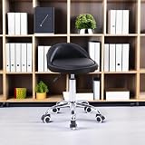 KKTONER PU Leather Round Rolling Stool with Back Rest Adjustable Height Swivel view 5