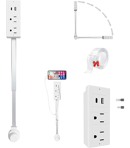 Extendable Rotating Power Outlet With USB Ports - 22-34 Inch Extension With 2 AC Outlets & USB-A/USB-C
