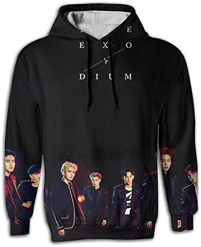 Yz Linna Unisex 3D Printed Hoodies EXO Band Pockets Hoodie Sweatshirts Plus Velvet Clever For Mens Womens