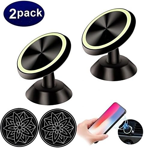 Magnetic Car Phone Holder 2Pack, Dashboard Universal 360° Rotation Cell Phone Mount Stand for iPhone X/8/7/6S/6 Plus Samsung Galaxy S9/S8/S7/S6 Note 8/7/6/5 Google Pixel Android GPS mini table