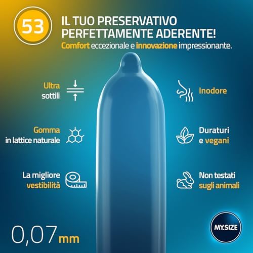 Preservativi classici misura 3 | 53 mm di larghezza | 10 pezzi confezione standard | preservativi premium extra sottili | preservativi fedeli al tatto | 0,07 mm di spessore delle pareti