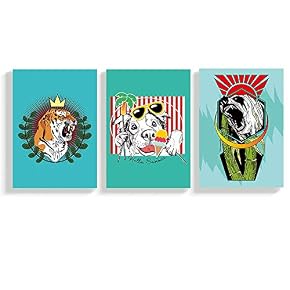 3 Panel Anger Dog Painting Wall Decor for...