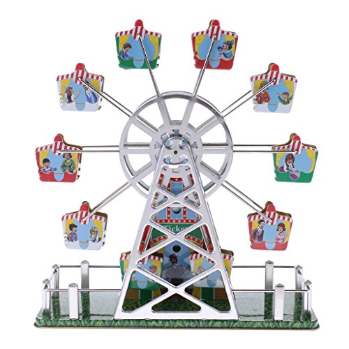 Dovewill Retro Wind up Spinning Ferris Wheel with Music Movement Clockwork Metal Tin Toy Collectible Gift