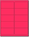 Fluorescent Mailing Labels - 4" x 2" Pink - 10 Per
