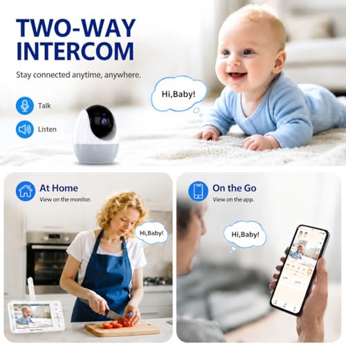 CallToU Baby Monitor with 1080P HD Camera, Hybrid 2.4GHz Wi-Fi & No Wi-Fi Connection, 4× Zoom, Pan-Tilt,Temperature Display,Lullabies & Night Light,4.3-Inch Screen,Remote Baby Monitoring from Anywhere