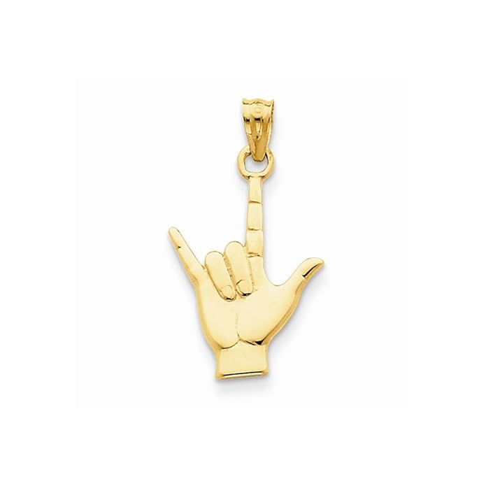 14k poliert Ich liebe dich Hand / Gebärdensprache Charm 14k Polished I Love You Hand/Sign