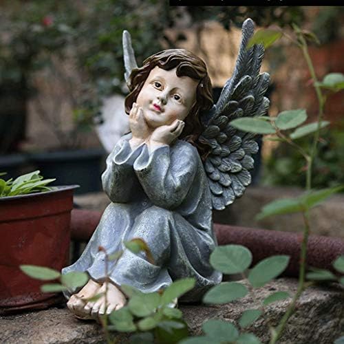 庭の彫像樹脂アメリカのリトルエンジェルキャラクター人形の庭小さな庭庭庭