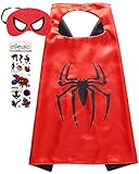 Superhero Costume and Dress Up for Kids - Satin Cape and Felt Mask (Spider -Man)
