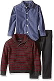 Nautica Baby Boys' Three Piece Set with Woven Shirt, Sweater, and Twill Pant