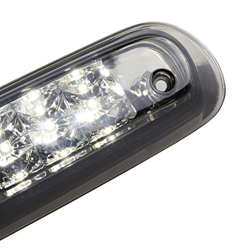 Rear Roof Center LED Third 3rd Brake Cargo Light Assembly High Mount Brake Tail Light Replacement for 2007-2013 Chevy Silverado/GMC Sierra 1500 2500 3500 HD (Chrome Housing Smoke Lens)
