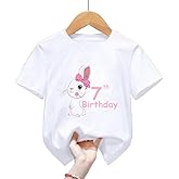 7th Birthday Shirt for Girls, 7th Birthday Dress for Girls, 7th Birthday T Shirt for Girls 7 Year Old Birthday Gift for Girls 7th Birthday Outfit Decoration Rabbit with Bow Birthday Clothes for Girls