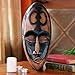 NOVICA Natural Brown and Black Wall Mounted Ghanaian Wood Mask, Beauty and Faith'