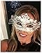 Masquerade Mask Shiny Metal Rhinestone Venetian Pretty Party Evening Prom Mask(White)