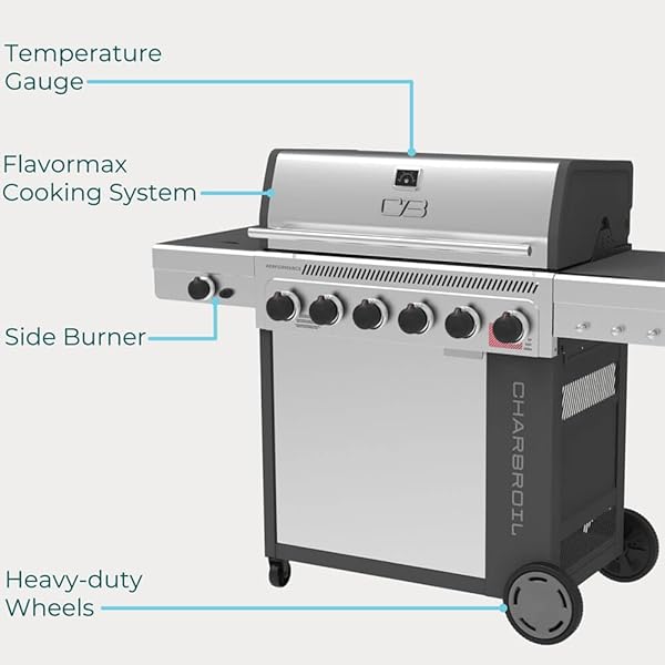 CHAR-BROIL 463286125 PERFORMANCE SERIES FLAVORMAX 6-BURNER GAS GRILL – STAINLESS
