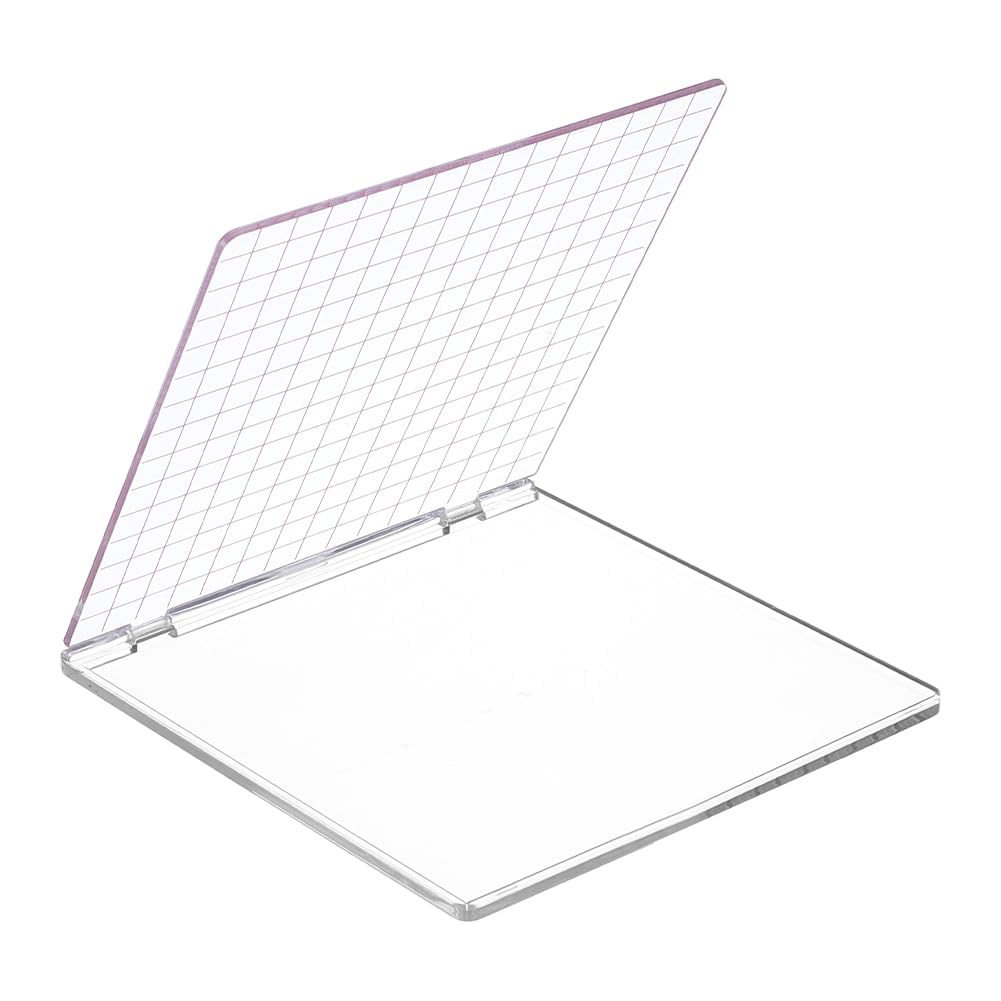 PH PandaHall Acrylic Stamp Block 5.9x6.1 Inch Perfect Positioning Stamping Platform Card Making Supplies Scrapbook Paper Craft Stamping Tool with Grid Lines Back to School Supplies Stationery Supplies