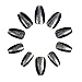 Ejiubas 24 Pcs Matte Black with Glitter Full Cover Squaletto Talone Medium False Nail Tips with 1pcs Glue for Free