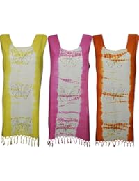 Wholesale Lot Of 3 Womens Holiday Dress Embroidered Tassel Hemline Sleeveless Bohemian Shift Dresses