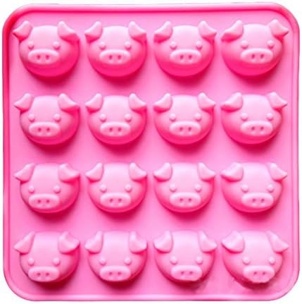 Creaon 3D Mold Silicone Pig Shape Ice Cube Mold Chocolate Mold Cookie Cake Mould Soap Cake Baking Silicone Mold Mould DIY Cupcake Liners DIY Baking Tools Crafts for Christmas Gift Pink