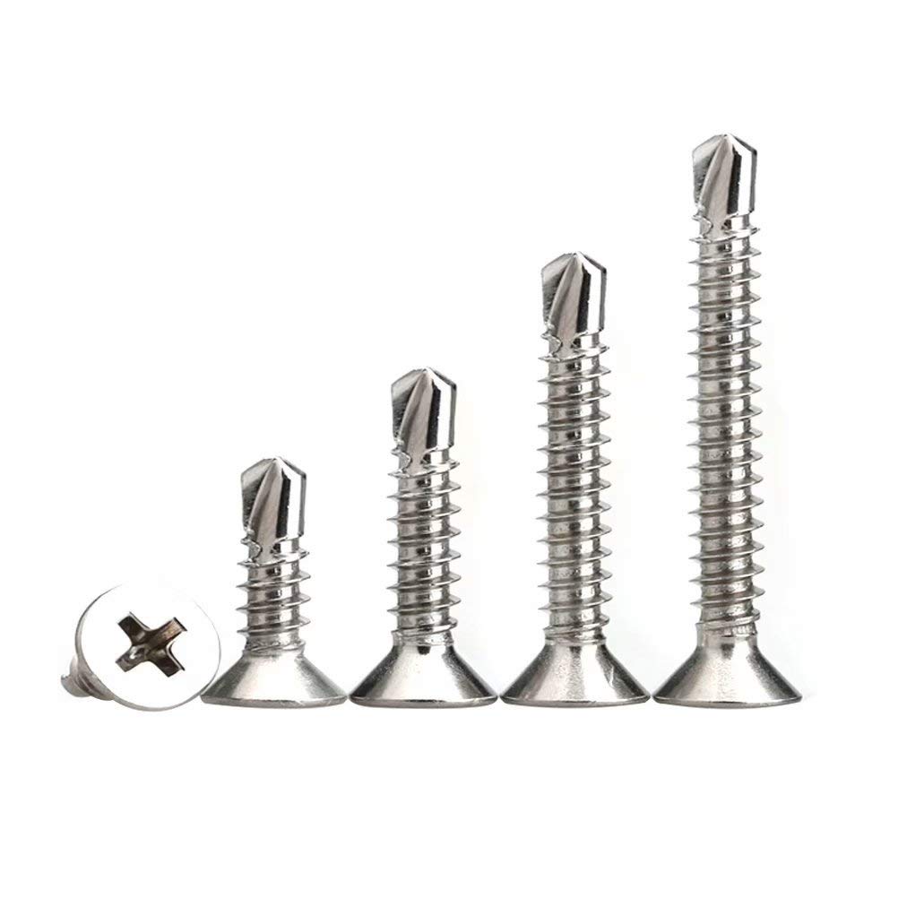 XIZONLIN Cross Countersunk Drill Tail Self Drilling Screws Wood Screws for Metal Stainless Steel Self-Tapping Screws, M4.8 * 25mm,20pcs