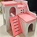 kathson Wooden Hamster House Hideout Hut Rat Hideaway Exercise Toys for for Small Animals Like Dwarf Hamster and Mouse(Pink)