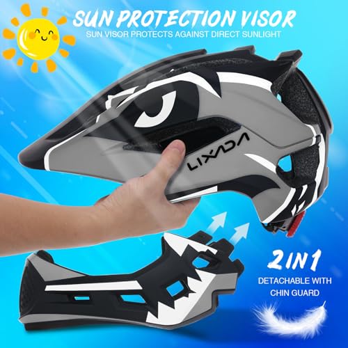 Lixada Full Face Helmet Children Detachable Sports Safety Helmet Bicycle Helmet Children Sports Helmet for Children Safety Helmet for Cycling Skating