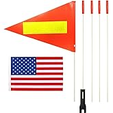 Bike Safety Flag Adjustable Height Fiberglass Pole Safety Sign High Visibility, Bicycle Flag Tear-Resistant Waterproof Orange Reflective Strip Flag and American Flag