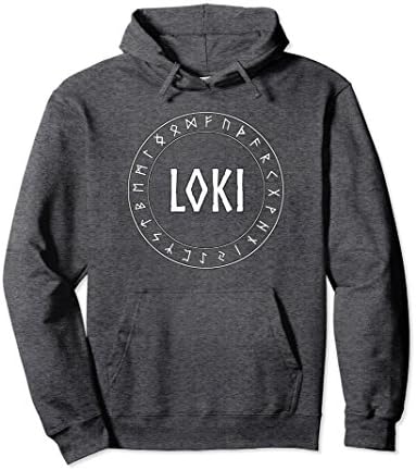 Unisex Loki Norse God with Runes Pullover Hoodie Small Dark Heather